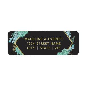 Succulents Gold Frame Mariage Adresse de retour