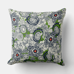 succulents green orange star throw pillow