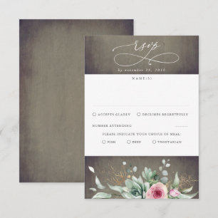 Succulents Greenery and Pink Flowers Wedding RSVP