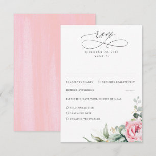 Succulents Greenery and Pink Flowers Wedding RSVP Card