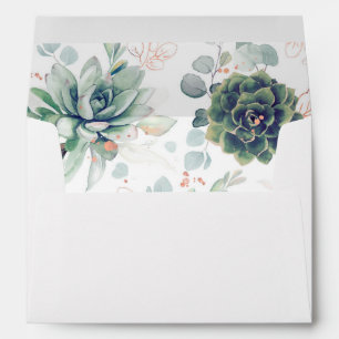 Succulents Greenery and Rose Gold Elegant Envelope