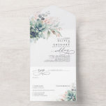 Succulents Greenery and Rose Gold Leaves Wedding All In One Invitation<br><div class="desc">These romantic succulents and watercolor greenery all-in-one wedding invitations are very compact and cute. Elegant bohemian style design features a wedding invitation and a self-addressed RSVP card that guests can mail back to you.</div>