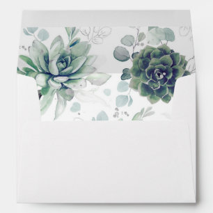 Succulents Greenery and Silver Elegant Envelope