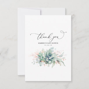 Succulents Greenery Baby Shower Thank You Card