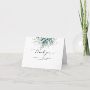 Succulents Greenery Elegant Boho Wedding Thank You Card