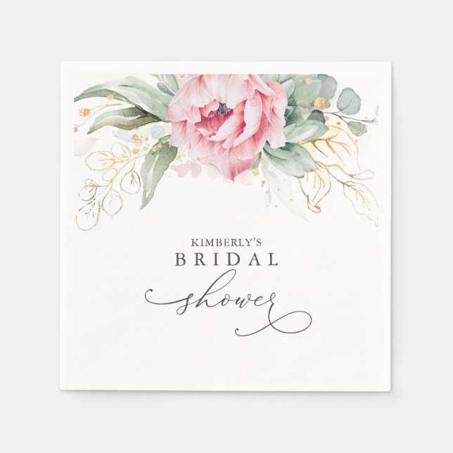 Succulents Greenery Elegant Bridal / Baby Shower  Napkin (Front)