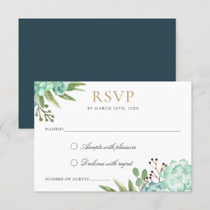 Succulents Greenery Geometric Frame RSVP Respond Invitation