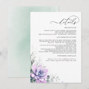 Succulents Greenery Gold Leaves Wedding Details Enclosure Card