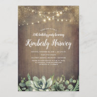 Succulents Greenery Rustic Country Birthday