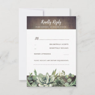 Succulents Greenery Rustic Country Wedding RSVP Card