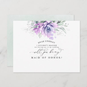 Succulents Greenery Silver Bridesmaid Proposal Invitation