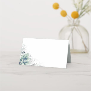 Succulents Greenery Silver Leaves Wedding Place Card