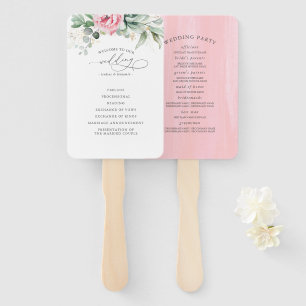 Succulents Greenery Wedding Program Hand Fan