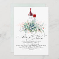 Succulents Greenery Wine Tasting Bridal Shower Inv