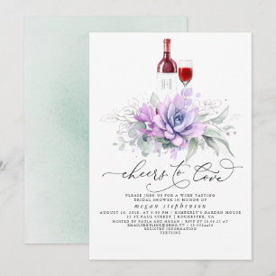 Succulents Greenery Wine Tasting Bridal Shower Invitation