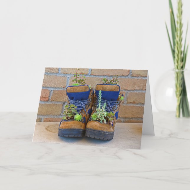 Succulents in Birthday Boots Card (Front)