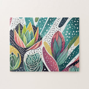Succulents in green and pink jigsaw puzzle