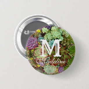 Succulents in Planter 2 Inch Round Button