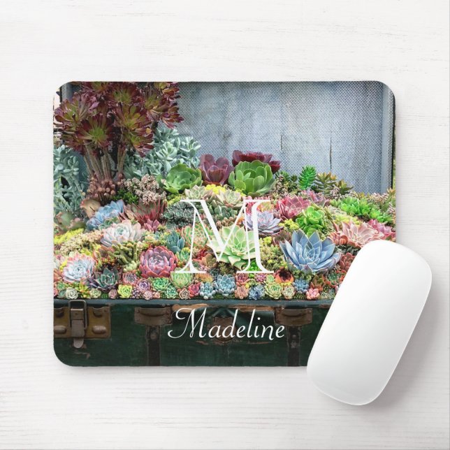 Succulents in Treasure Chest Mouse Pad (With Mouse)