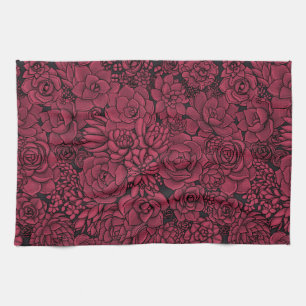 Succulents in Viva Magenta- Colour of the Year 202 Kitchen Towel