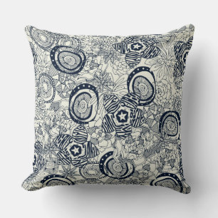 succulents ivory indigo throw pillow