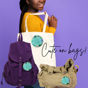 Succulents Keep Growing Aqua Green and Purple 1 Inch Round Button