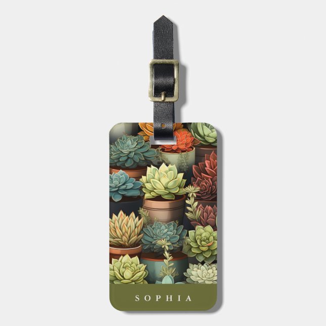 Succulents Luggage Tag (Front Vertical)
