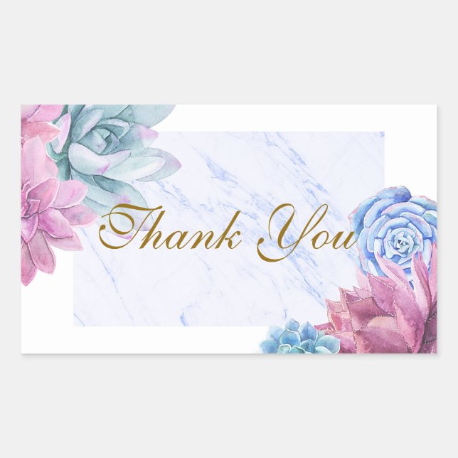 Succulents Marble Chic Bridal Shower Fiesta Favour Sticker (Front)