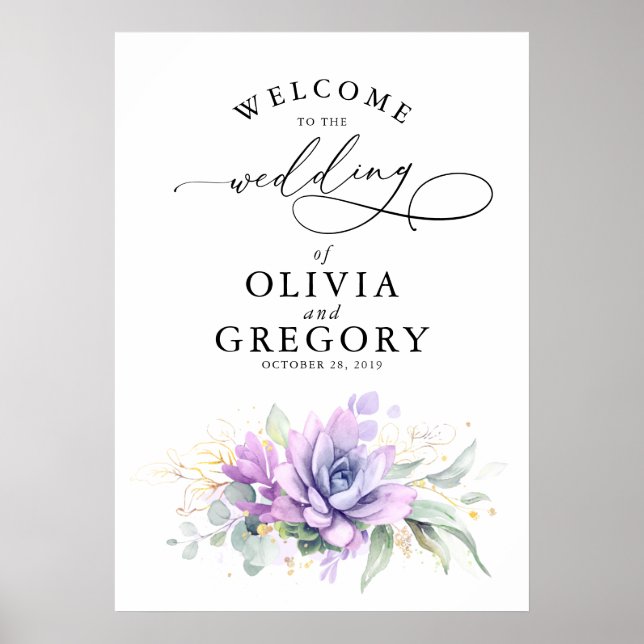 Succulents Mariage de verdure affiche de bienvenue (Devant)