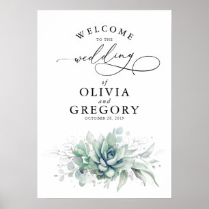 Succulents Mariage de verdure affiche de bienvenue