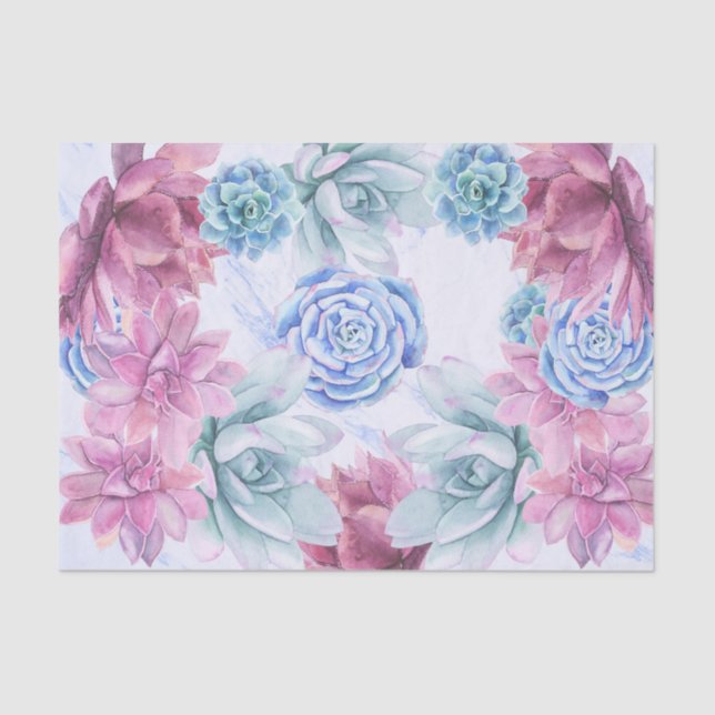 Succulents Modern Chic Marble Bridal Shower Fiesta Tissue Paper (Front)