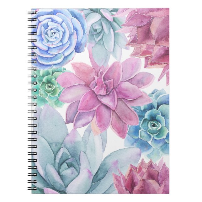 Succulents Modern Chic Marble Fiesta Garden Floral Notebook (Front)