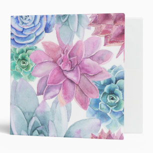Succulents Modern Chic White Fiesta Garden Floral Binder