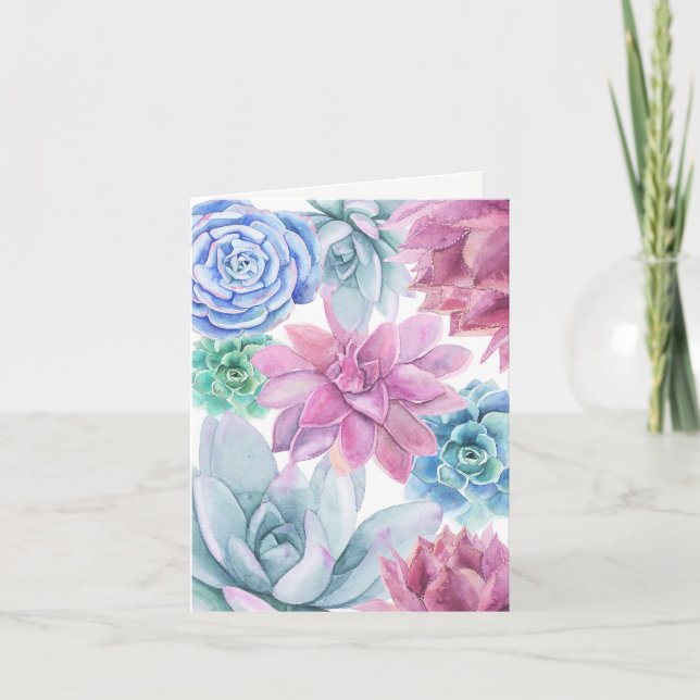 Succulents Modern Chic White Floral Chic Thank You (Front)