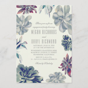 Succulents Modern Engagement Party Invitation