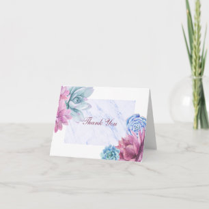 Succulents Modern Marble Floral Chic Thank You
