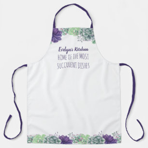 Succulents - Name's Kitchen and Custom Tagline Apron