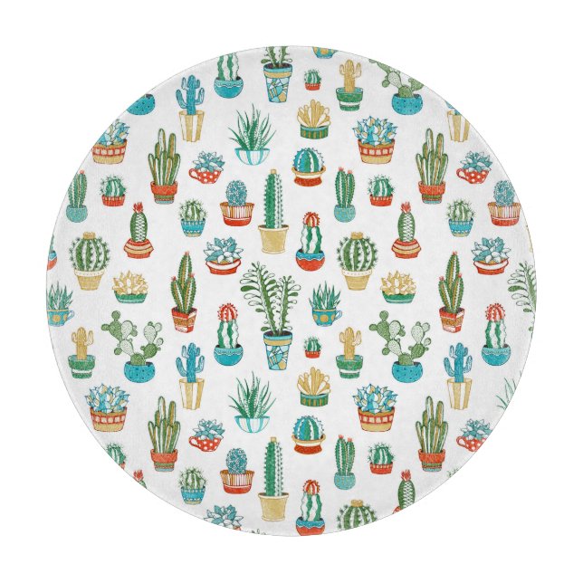 Succulents Pattern Cutting Board (Front)