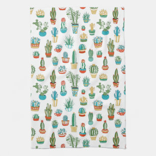Succulents Pattern Kitchen Towel