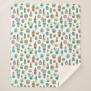 Succulents Pattern Sherpa Blanket