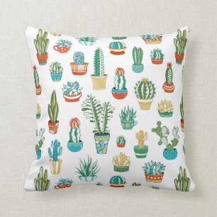 Succulents Pattern Throw Pillow