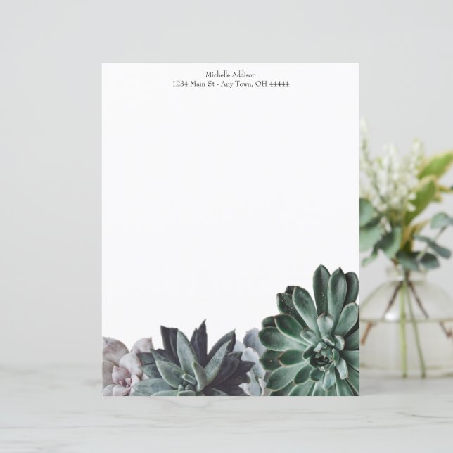 Succulents Personalized Paper Sheet (Standing Front)