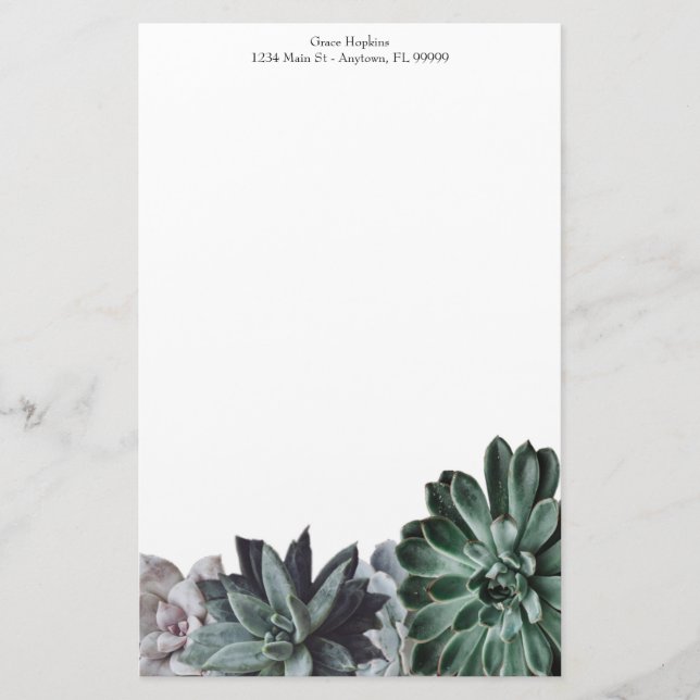 Succulents Personalized Stationery (Front)