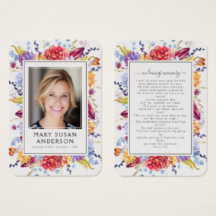 Succulents Photo Funeral Memorial Prayer Card