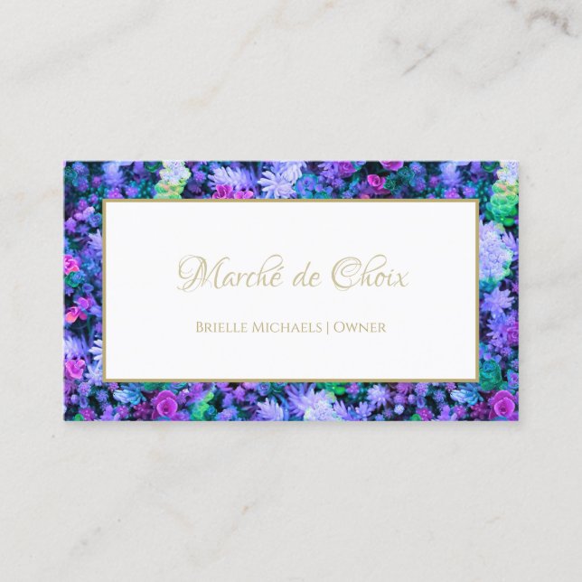 Succulents Pink and Purple Foral Beauty Boutique Business Card (Front)