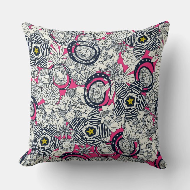 succulents pink chartreuse star throw pillow (Front)