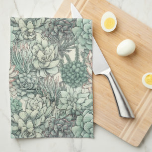 Succulents Plants Kitchen Towel