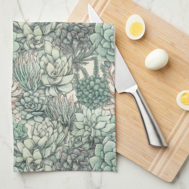 Succulents Plants Kitchen Towel (Quarter Fold)