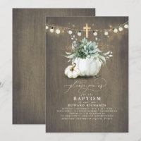 Succulents Pumpkins Gold Cross Fall Baptism