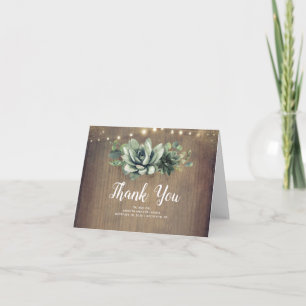 Succulents Rustic Country Wedding Thank You Card